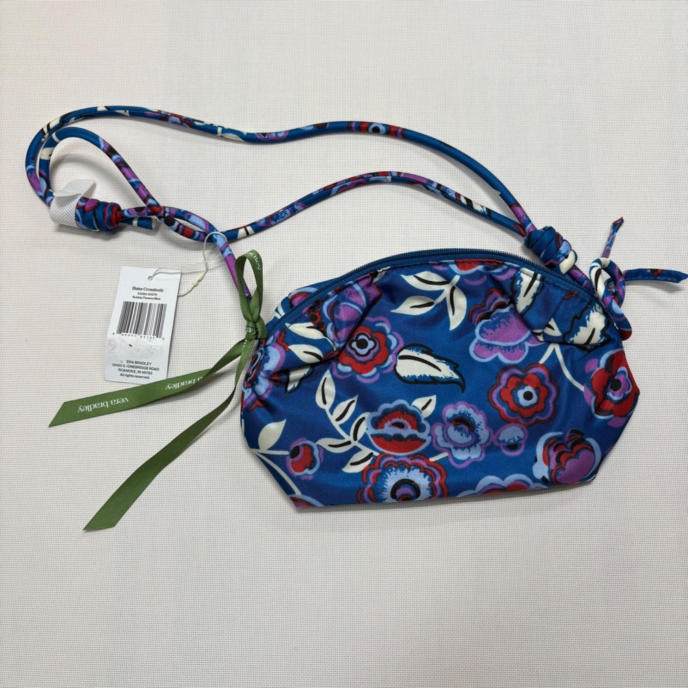 Vera Bradley,Blake Crossbody, crossbody, shoulder,‎ small, Bubbly Flowers Blue